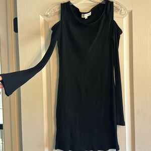 Cold shoulder short black dress
